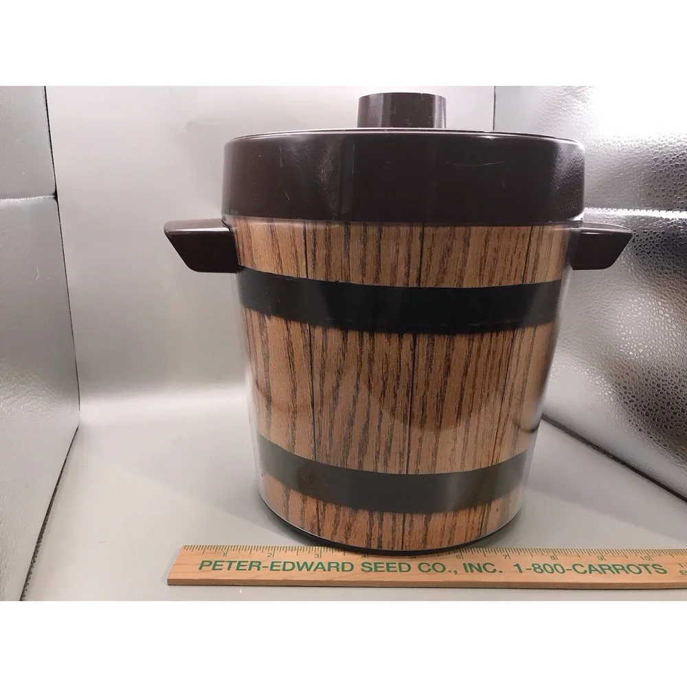 Ice Bucket And Pitcher Wood grain Look Pitcher Marked Thermo-Serv Bucket Unmarke